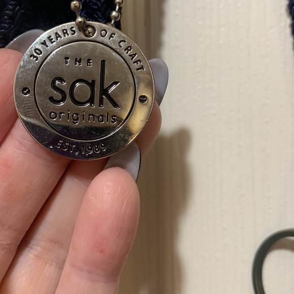 The SAK Riviera Navy Blue/White Crochet Shoulder Bag Purse NWOT - Picture 7 of 11